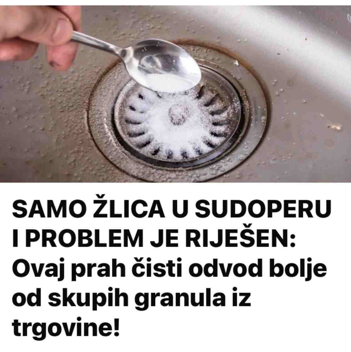 SAMO ŽLICA U SUDOPERU I PROBLEM JE RIJEŠEN: Ovaj prah čisti odvod bolje od skupih granula iz trgovine!