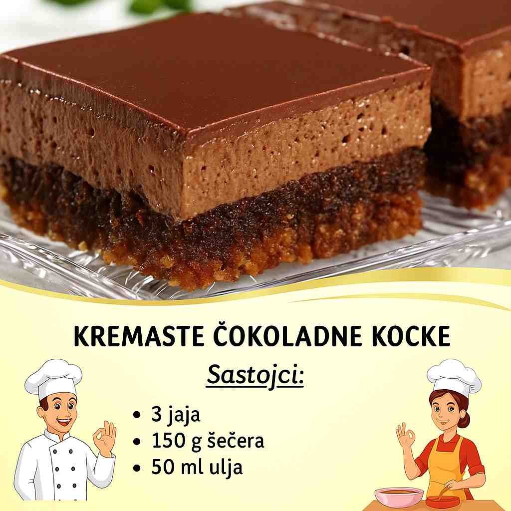 KREMASTE ČOKOLADNE KOCKE…KOLAČ KOJI SE TOPI U USTIMA