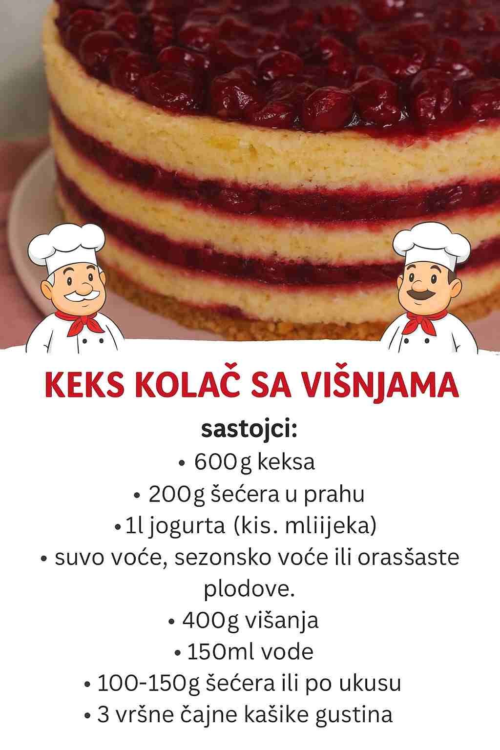 Preukusan i osvježavajući kolač od keksa i višnji – Pravi se za 10 minuta!