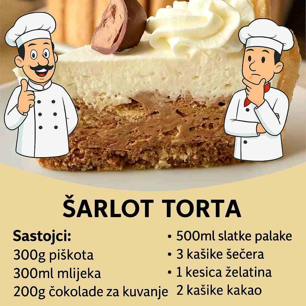 Kremasta čokoladna šarlot torta – Bez pečenja, svi će tražiti komad više