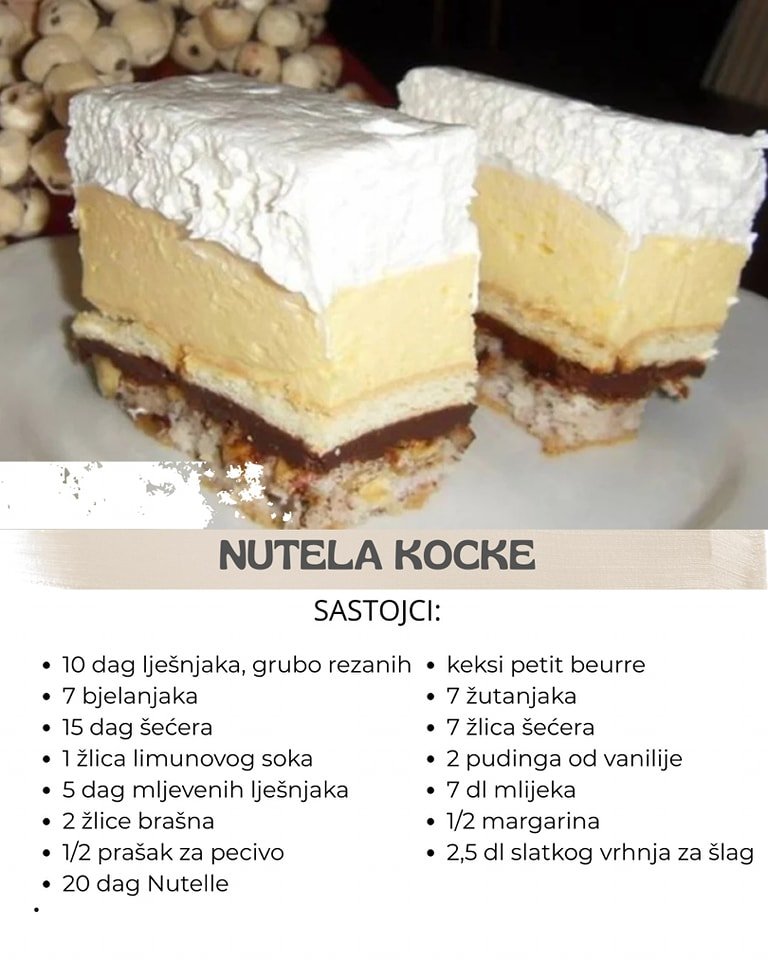 NUTELLA KOCKE: Fini kolač, kremaste strukture i vrlo bogatog okusa