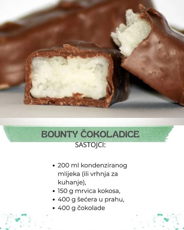 BOUNTY ČOKOLADICE: Napravite ih sami, za to vam treba samo 10 minuta!