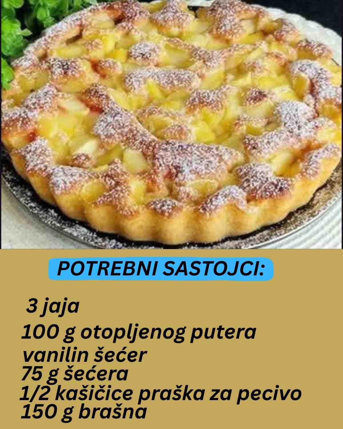 3 JABUKE I 10 MINUTA VREMENA SU DOVOLJNI ZA KOLAČ OD KOG MIRIŠE CELA KUĆA: Slatkiš za koji već imate sve sastojke…