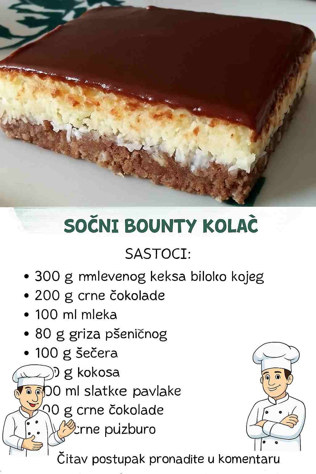 SOČNI BOUNTY KOLAČ: Spreman za samo 10 minuta, a djeca ga mnogo vole