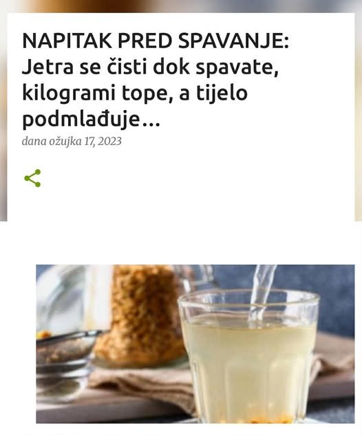 NAPITAK PRED SPAVANJE: Jetra se čisti dok spavate, kilogrami tope, a tijelo podmlađuje…