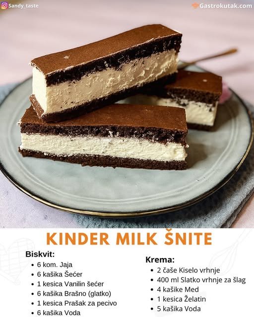 Recept za Kinder Milk Šnite: Mliječni Desert koji svi obožavaju
