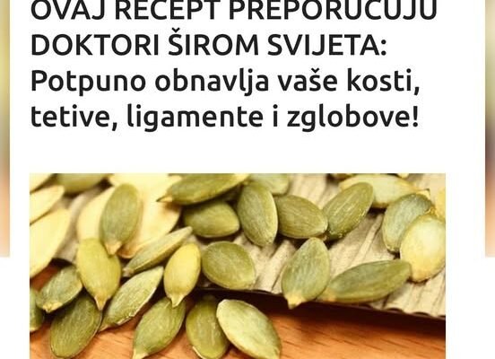 OVAJ RECEPT PREPORUČUJU DOKTORI ŠIROM SVIJETA: Potpuno obnavlja vaše kosti, tetive, ligamente i zglobove!