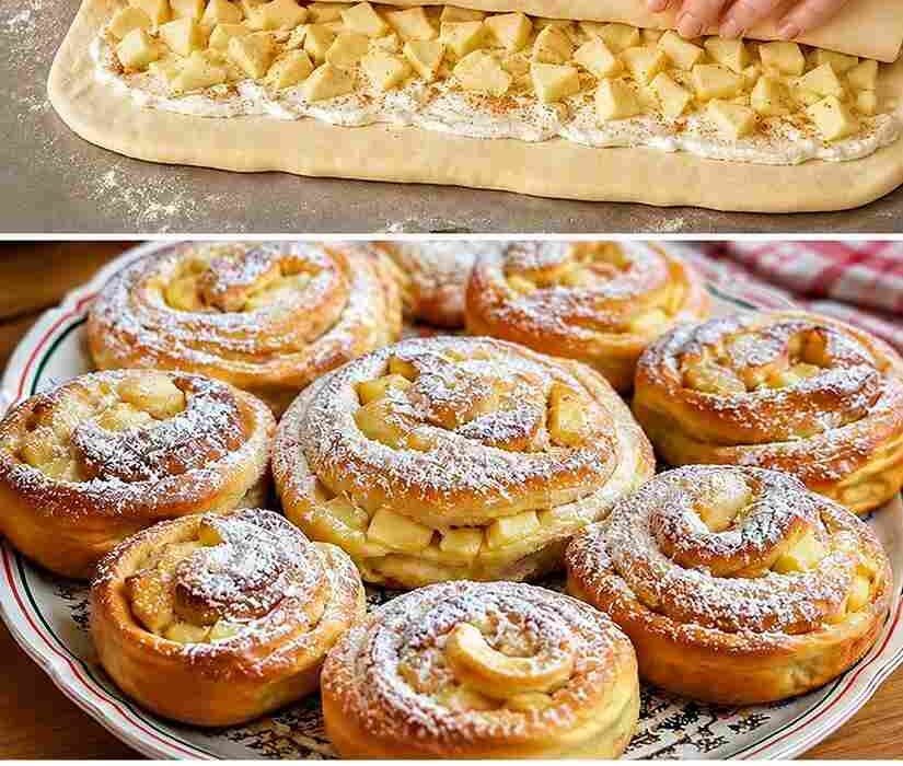 🍎 Fantastische Apfelschnecken mit Zimtzucker – wie aus der Bäckerei! 😍