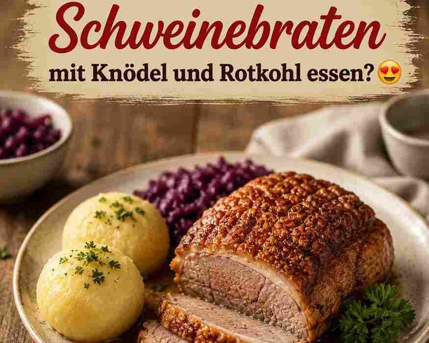 Knusprige Kruste, zartes Fleisch, selbst gemachte Kartoffelknödel, aromatischer Rotkohl und eine kräftige Soße – dieser klassische Schweinebraten gehört für viele einfach zu einem gemütlichen Sonntagsessen. ❤️ Das Schöne an diesem Gericht: Es braucht etwas Zeit, aber die Zubereitung ist unkompliziert und das Ergebnis lohnt sich. Während der Braten langsam im Ofen schmort, können Rotkohl und Knödel vorbereitet werden. 🥩 Zutaten für den Schweinebraten 1,5 kg Schweinebraten, idealerweise mit Schwarte 2 Zwiebeln 2 Karotten 1 Stück Sellerie 2 Knoblauchzehen 1 EL Tomatenmark 500 ml Gemüse- oder Fleischbrühe 250 ml dunkles Bier, optional 1 TL Kümmel 1 TL Majoran Salz Pfeffer 1 EL Öl 🥔 Zutaten für die Kartoffelknödel 1 kg mehligkochende Kartoffeln 1 Ei 120–150 g Kartoffelstärke Salz eine Prise Muskat 🥬 Zutaten für den Rotkohl 1 kleiner Kopf Rotkohl 1 Zwiebel 1 Apfel 2 EL Butter oder Öl 2 EL Apfelessig 150 ml Apfelsaft oder Wasser 1 EL Zucker 2 Lorbeerblätter 3–4 Nelken Salz und Pfeffer 👨‍🍳 Zubereitung des Schweinebratens 1. Fleisch vorbereiten Die Schwarte des Schweinebratens rautenförmig einschneiden, dabei möglichst nicht tief in das Fleisch schneiden. Den Braten rundherum kräftig mit Salz und Pfeffer würzen. Anschließend mit Kümmel und Majoran einreiben. 2. Gemüse anbraten Zwiebeln, Karotten und Sellerie grob schneiden. Öl in einem großen Bräter erhitzen und das Gemüse darin einige Minuten anrösten. Knoblauch und Tomatenmark dazugeben und kurz mitrösten. 3. Braten schmoren Den Schweinebraten mit der Schwarte nach oben auf das Gemüse legen. Brühe und nach Wunsch dunkles Bier angießen. Die Schwarte sollte dabei möglichst nicht vollständig mit Flüssigkeit bedeckt sein. Im vorgeheizten Backofen bei etwa 180 °C Ober-/Unterhitze zunächst langsam garen. Je nach Größe dauert der Braten ungefähr 1½ bis 2 Stunden. Für eine besonders knusprige Kruste kann die Temperatur gegen Ende erhöht werden. Dabei die Schwarte gut beobachten, damit sie nicht verbrennt. 4. Soße zubereiten Wenn das Fleisch gar und schön knusprig ist, den Braten aus dem Bräter nehmen und kurz ruhen lassen. Die Flüssigkeit zusammen mit dem Gemüse durch ein Sieb gießen. Die Soße nach Geschmack abschmecken und bei Bedarf etwas einkochen lassen. So bekommt sie einen kräftigen, herzhaften Geschmack. 🥔 Kartoffelknödel Kartoffeln schälen und in Salzwasser weich kochen. Anschließend gut ausdampfen lassen und noch warm durch eine Kartoffelpresse drücken. Kartoffelmasse mit Ei, Kartoffelstärke, Salz und etwas Muskat zu einem formbaren Teig vermischen. Mit feuchten Händen gleich große Knödel formen. Einen großen Topf mit Salzwasser erhitzen. Die Knödel hineingeben und bei niedriger Hitze etwa 15–20 Minuten ziehen lassen. Das Wasser sollte dabei nicht stark sprudelnd kochen. Sobald die Knödel an die Oberfläche steigen und durchgegart sind, vorsichtig herausnehmen. 🥬 Klassischer Rotkohl Rotkohl fein schneiden und die Zwiebel würfeln. Apfel schälen und in kleine Stücke schneiden. Butter oder Öl in einem Topf erhitzen und die Zwiebel kurz glasig braten. Rotkohl und Apfel hinzufügen und kurz mitbraten. Apfelessig, Apfelsaft, Zucker, Lorbeerblätter und Nelken dazugeben. Mit Salz und Pfeffer würzen. Den Rotkohl zugedeckt bei niedriger Hitze etwa 45–60 Minuten schmoren lassen. Zwischendurch umrühren und bei Bedarf etwas Flüssigkeit hinzufügen. 🍽️ Servieren Den Schweinebraten in Scheiben schneiden und zusammen mit den Kartoffelknödeln und dem warmen Rotkohl auf Tellern anrichten. Zum Schluss reichlich von der kräftigen Bratensoße darübergeben. Tipp: Besonders lecker wird die Soße, wenn das geröstete Gemüse aus dem Bräter mitverwendet wird. Der Rotkohl schmeckt außerdem noch besser, wenn er etwas Zeit zum Durchziehen bekommt. ❤️ Ein echtes Sonntagsessen wie bei Oma! Was gehört für euch unbedingt dazu – Schweinebraten, Knödel, Rotkohl oder eine besonders kräftige Soße?