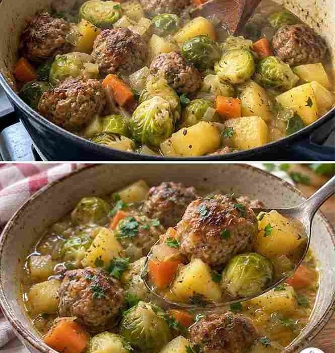 Rosenkohleintopf mit herzhaften Hackbällchen 🍲