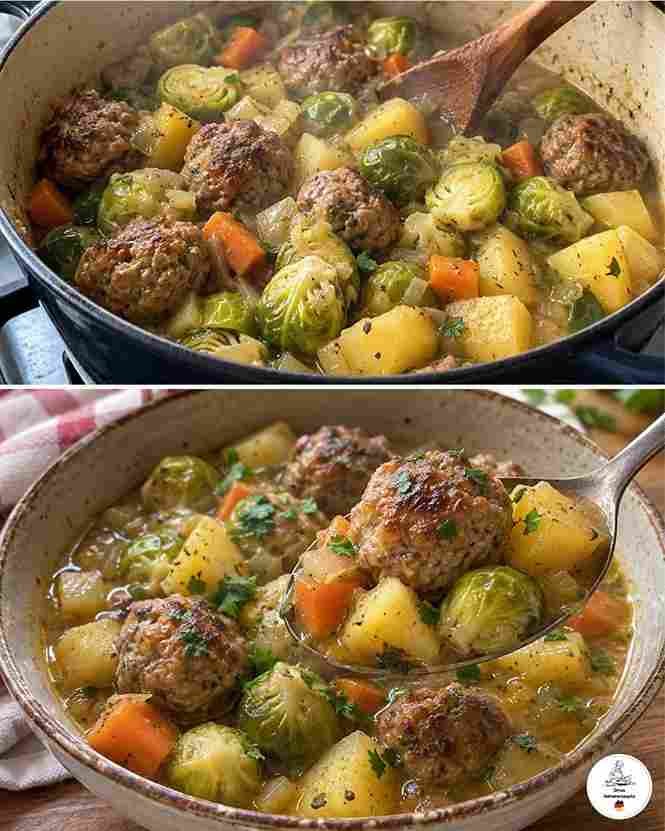Rosenkohleintopf mit herzhaften Hackbällchen 🍲
