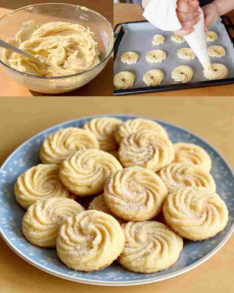 # Butterplätzchen – nur 3 Zutaten und die Keksdose ist voll! 🍪 Diese zarten Butterplätzchen sind einfach, schnell und wunderbar mürbe. Du brauchst nur drei Grundzutaten und kannst im Handumdrehen leckere Kekse für die ganze Familie backen. Perfekt zum Kaffee oder für die Weihnachtszeit! ## 📝 Zutaten - 225 g weiche Butter - 120 g Puderzucker - 250 g Weizenmehl (Type 405) **Optional:** - 1 TL Vanilleextrakt - 1 Prise Salz ## 👩‍🍳 Zubereitung 1. **Butter und Zucker verrühren:** Die weiche Butter mit dem Puderzucker cremig schlagen. Nach Wunsch Vanilleextrakt und eine Prise Salz hinzufügen. 2. **Mehl einarbeiten:** Das Mehl nach und nach dazugeben und alles zu einem glatten Teig verkneten. 3. **Plätzchen formen:** Aus dem Teig kleine Kugeln formen, auf ein mit Backpapier belegtes Backblech legen und leicht flach drücken. 4. **Backen:** Im vorgeheizten Backofen bei **175 °C Ober-/Unterhitze** etwa **10–12 Minuten** backen, bis die Ränder leicht goldgelb sind. 5. **Abkühlen lassen:** Die Plätzchen kurz auf dem Backblech ruhen lassen und anschließend vollständig auf einem Kuchengitter auskühlen lassen. ## ❤️ Tipp Die Butterplätzchen schmecken pur köstlich. Wer möchte, kann sie nach dem Abkühlen mit etwas Puderzucker bestäuben oder zur Hälfte in geschmolzene Schokolade tauchen. **Guten Appetit und viel Freude beim Backen!** 🍪....image and article sa hisab sa ak prompt do jis sa dola ai sa video bnwa sku procedure smat with german language voice over. chalo ab axhi se prompt do. voice over ma old man skun sa bola not in hurry.. 10 sec ki video only bnwani ak he prompt dena jina procedure and voice over in german language b ho... asi prompt dena like ak old male is recipe ko describe kra. sath sath text b chla video ma.. video ka last tk title and nicha centre ma likha ho Rezeptdetails in der Bildunterschrift. text k pecha black background dal dena
