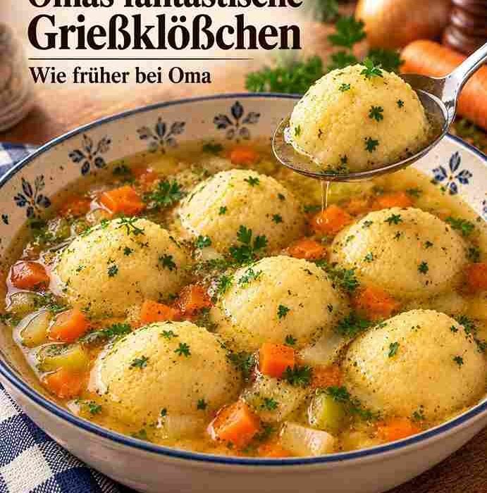 Omas klassische Grießklößchensuppe – zart, locker und wie früher 🤎