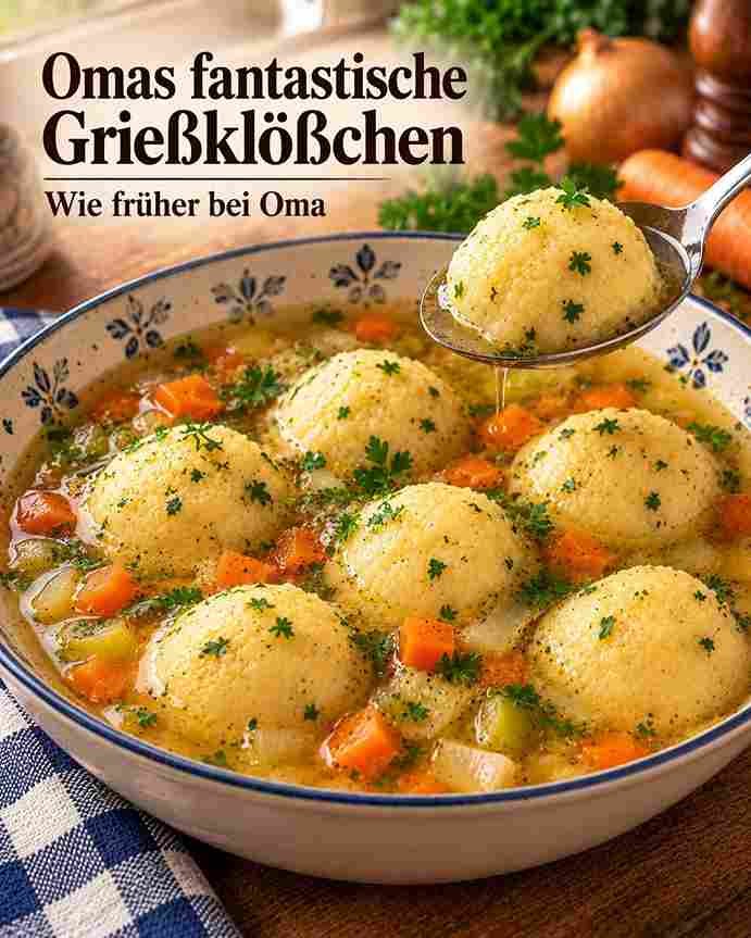 Omas klassische Grießklößchensuppe – zart, locker und wie früher 🤎